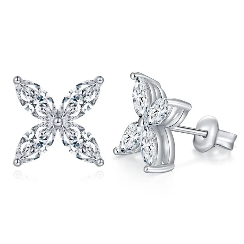 Four-Leaf Clover Moissanite Stud Earrings: S925 Sterling Silver with 18K Gold Plating