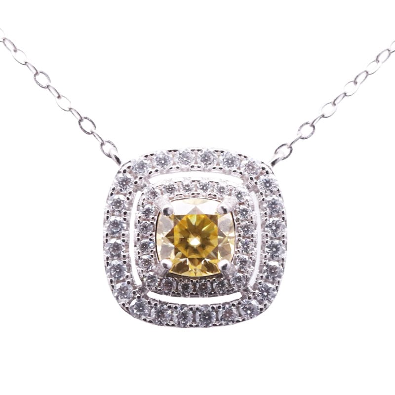Gold colored Mosan necklace around inlaid female collarbone chain