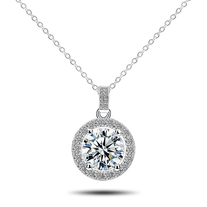 Classic round bag 5 carat diamond necklace Mosan diamond clavicle chain pendant