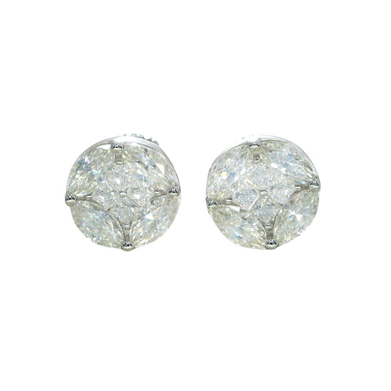 Marquise and Square Moissanite Stud Earrings: Minimalist Elegance