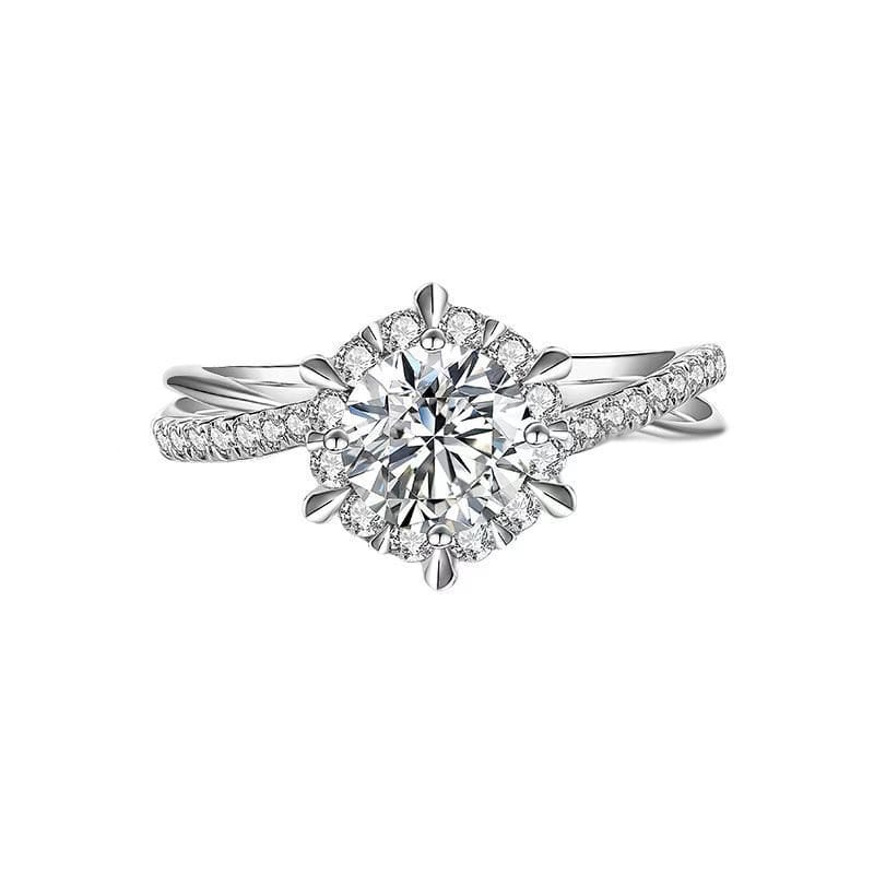 1 Carat Moissanite Ring: Luxurious Six-Claw Design in S925 Silver with Platinum Plating