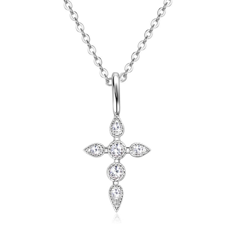 "Sanctuary Cross Moissan Diamond Carbon Silica Pendant | Black Rhodium Plated S925 Silver Lightweight Minimalist Necklace w/ GRA Certification