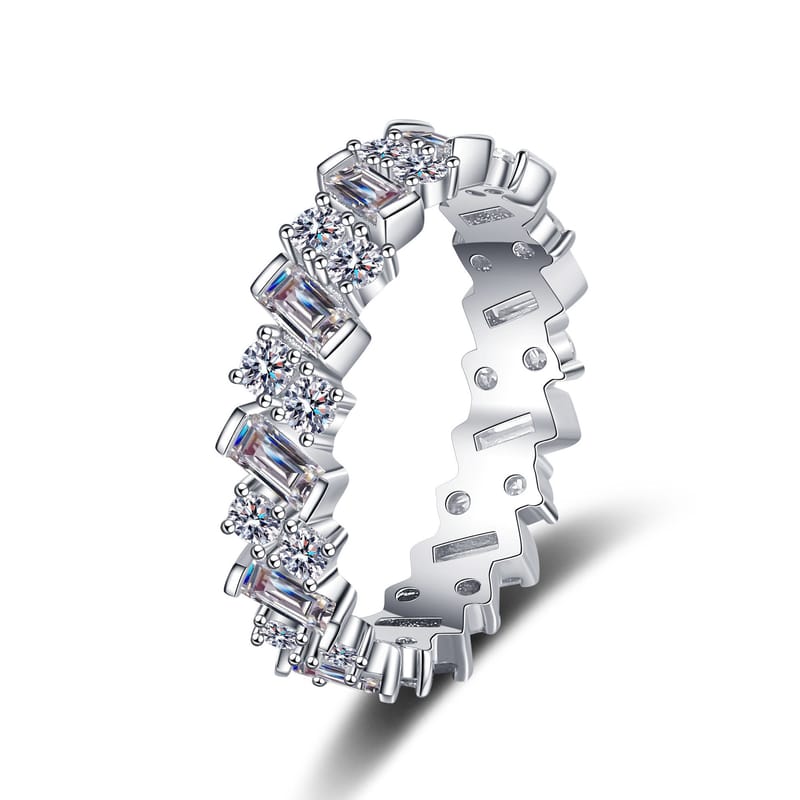 Classic and Fashionable Full Circle Moissanite Ring in Gold Plating