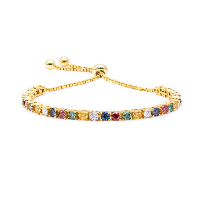 Colorful Moissanite Tennis Bracelet for Women: Round Brilliant Cut, Hip-Hop Style