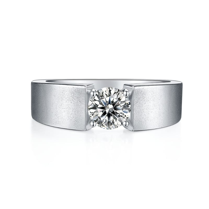 Silver-plated white gold Moissanite one-carat D-grade men's ring: A cool and distinctive men's ring