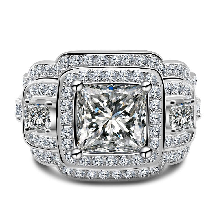 Luxury Moissanite Ring Set for Women: Detachable Design with Princess Cut in S925 Silver