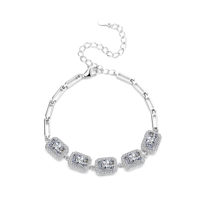 Square Moissanite Diamond Bracelet for Women: European and American Fashion
