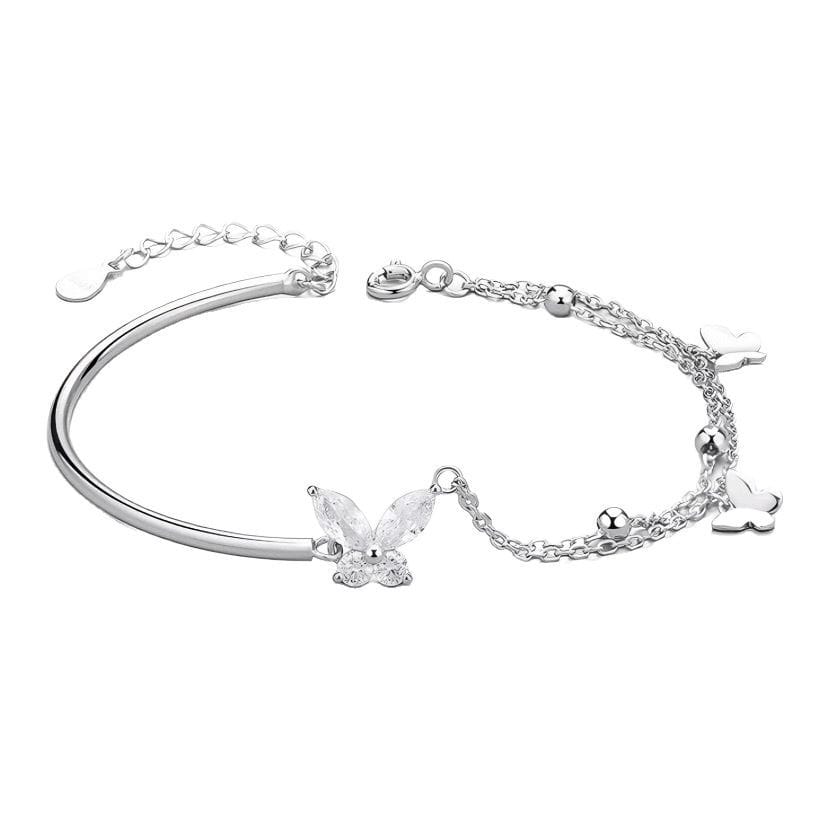 Butterfly-Inspired Moissanite-Inspired Half Bangle with Tassel: Luxe and Feminine