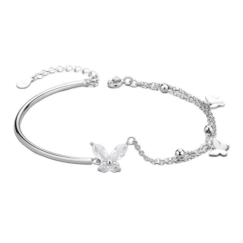 Butterfly-Inspired Moissanite-Inspired Half Bangle with Tassel: Luxe and Feminine