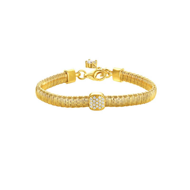 18K Gold-Plated 925 Sterling Silver Square Moissanite Bracelet with Tail Pendant: Luxurious and Chic