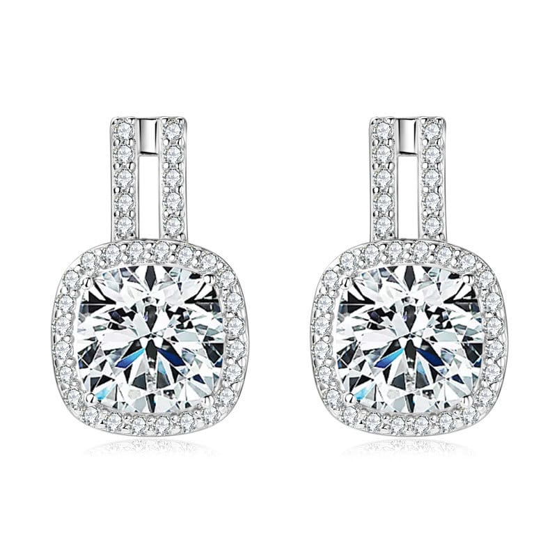 Best-Selling 2-Carat Moissanite Stud Earrings: 925 Sterling Silver with Luxe Square Cut