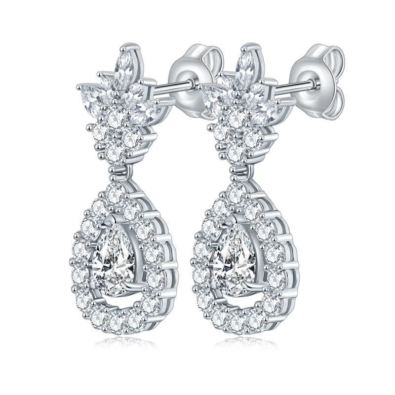 Pear-Shaped Moissanite Stud Earrings: 925 Sterling Silver with 18K Gold Plating for Women