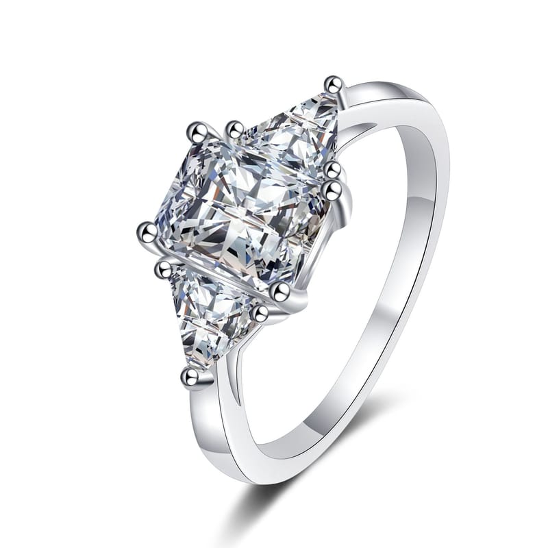 A simple and fashionable women's S925 silver Moissanite diamond ring with a sense of design for a stylish commute