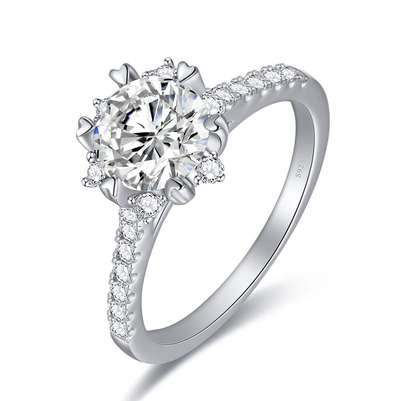 1.2ct Moissanite Ring: 925 Sterling Silver Snowflake Closure Ring for Women