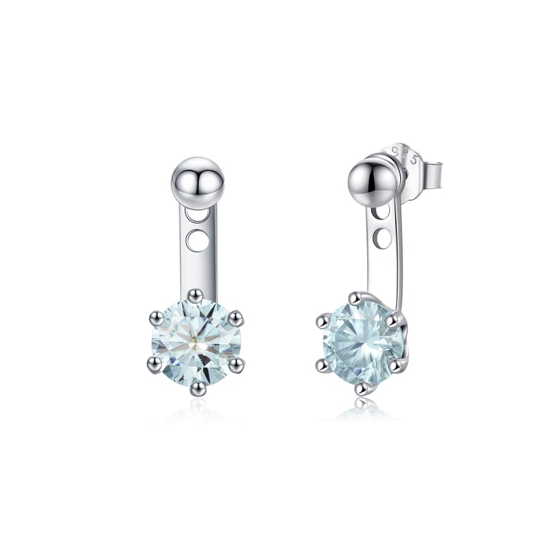 Blue-Green Moissanite Earrings: 925 Sterling Silver with a Charming Chanel-Style Design