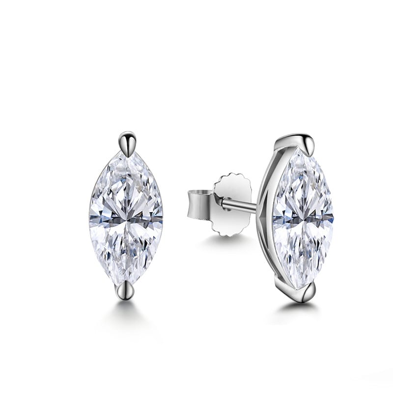 1 Carat Moissanite Stud Earrings: 925 Sterling Silver with Marquise Cut Product Introduction