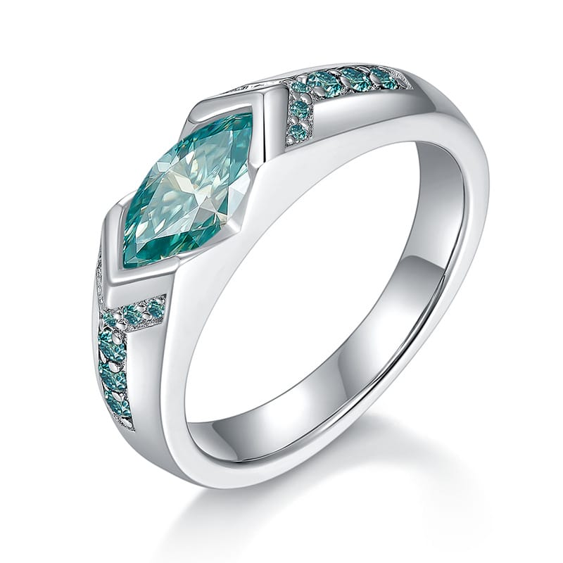 Horus Lake 1.21Ct Moissanite Ring | LuckLuckStone 3EX Micro-Setting & GRA Certified | Blue-Green Bridal/Wedding Jewelry for Women (Pass Diamond Tester)
