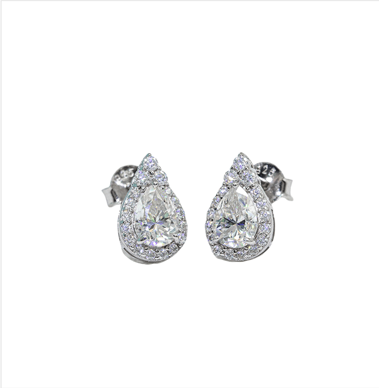 925 Sterling Silver Teardrop Moissanite Stud Earrings: Hiphop Style for Men and Women