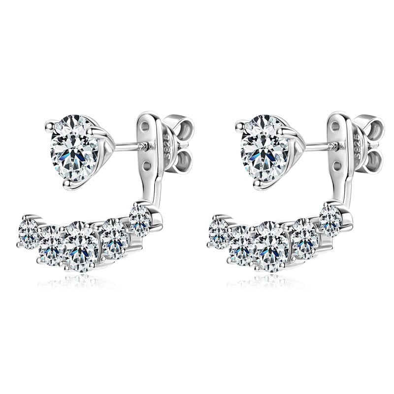 925 Sterling Silver Double-Wear Moissanite Stud Earrings: Fashionable and Versatile for Women