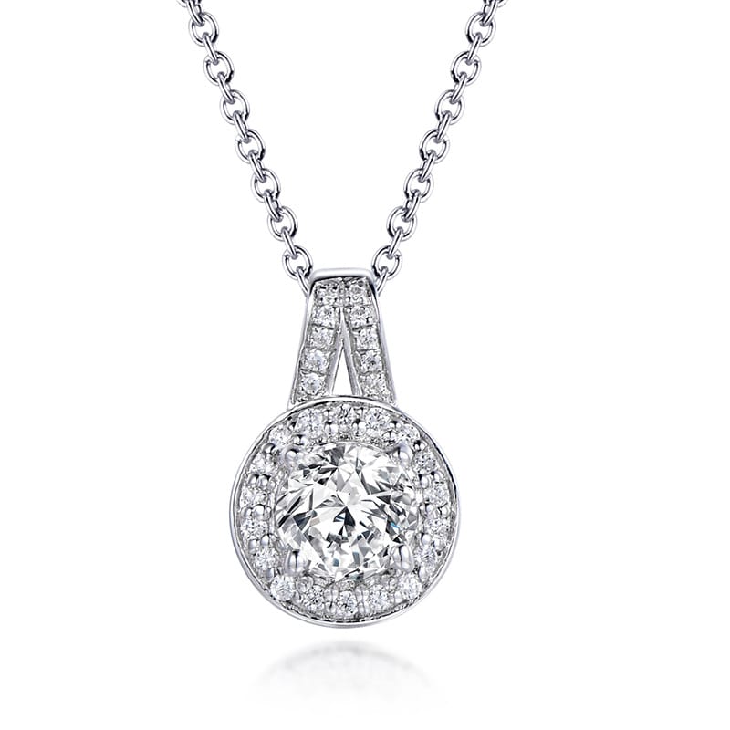 925 Sterling Silver Round Moissanite Necklace: 18K Gold Plated, New Arrival for Women