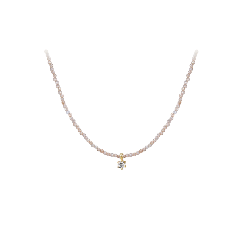 Luxury 'The Phantom of the Opera' Moissanite and Champagne Crystal Bead Necklace