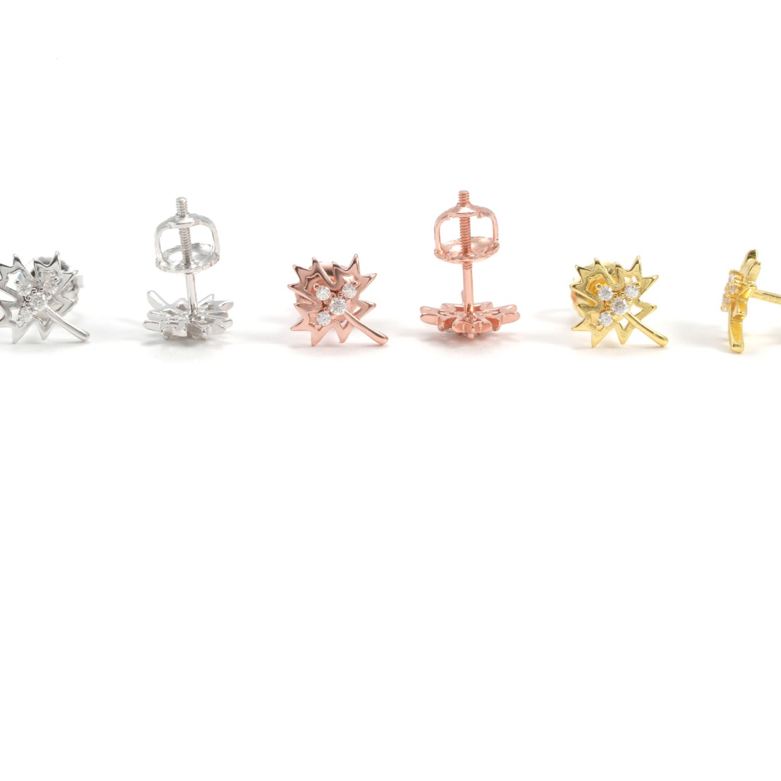 "Maple Shadow Stacked Light" S925 Silver Moissanite Earrings | VVS Grade Fire Color Solid Maple Leaf Earrings Unisex Style Earrings for Men and Women