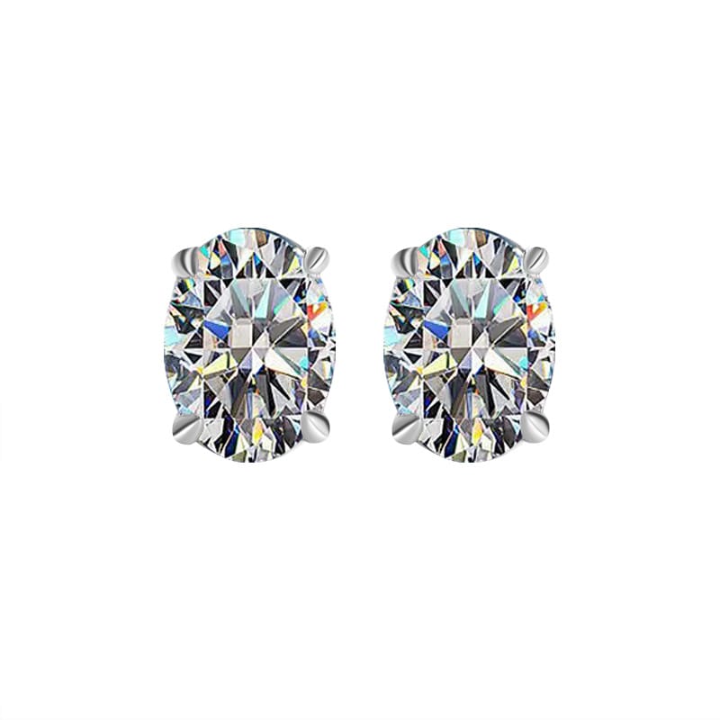 Elegant Oval Moissanite Stud Earrings: 925 Sterling Silver with Moissanite Plating
