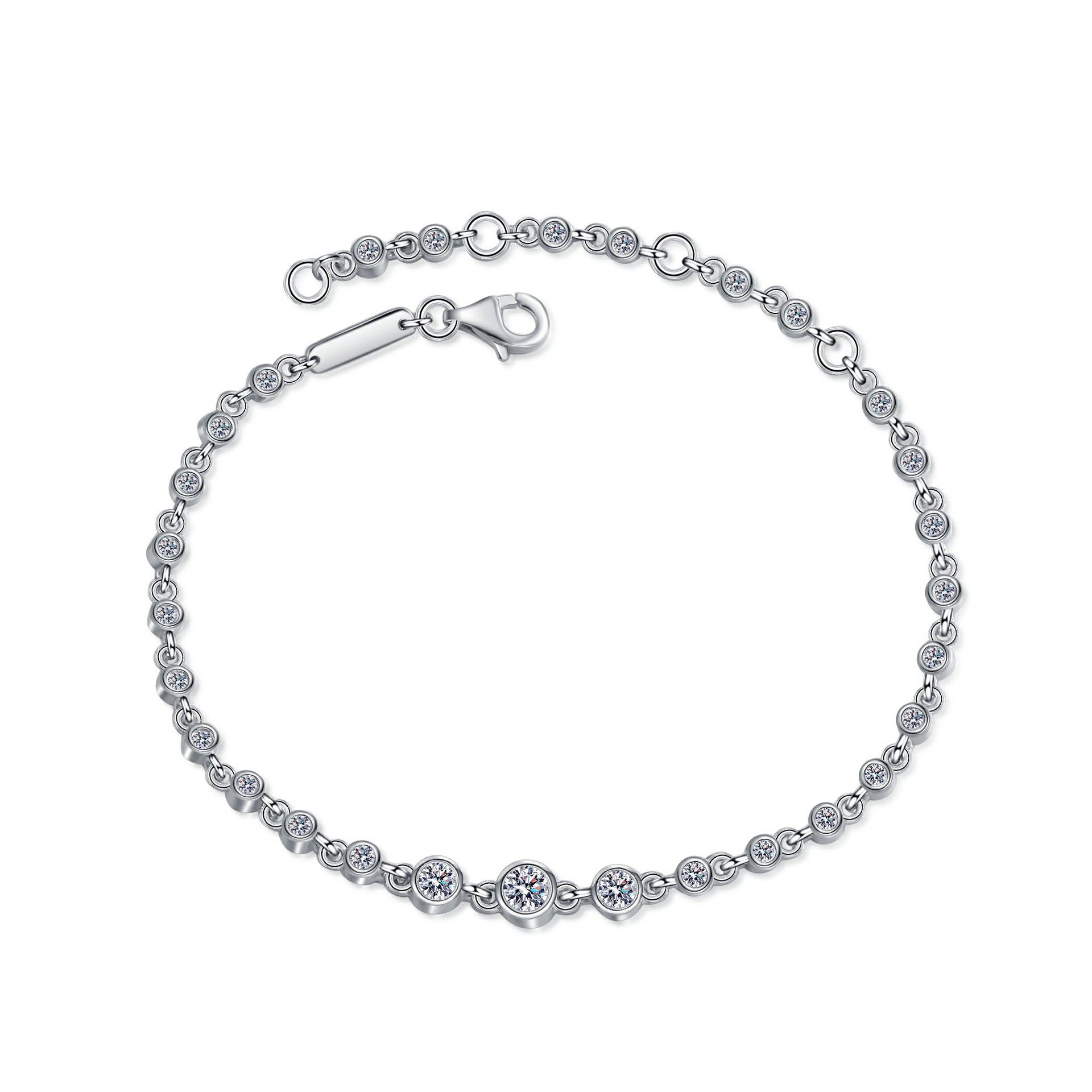 S925 sterling silver Champagne gold Moissanite bracelet, a versatile accessory