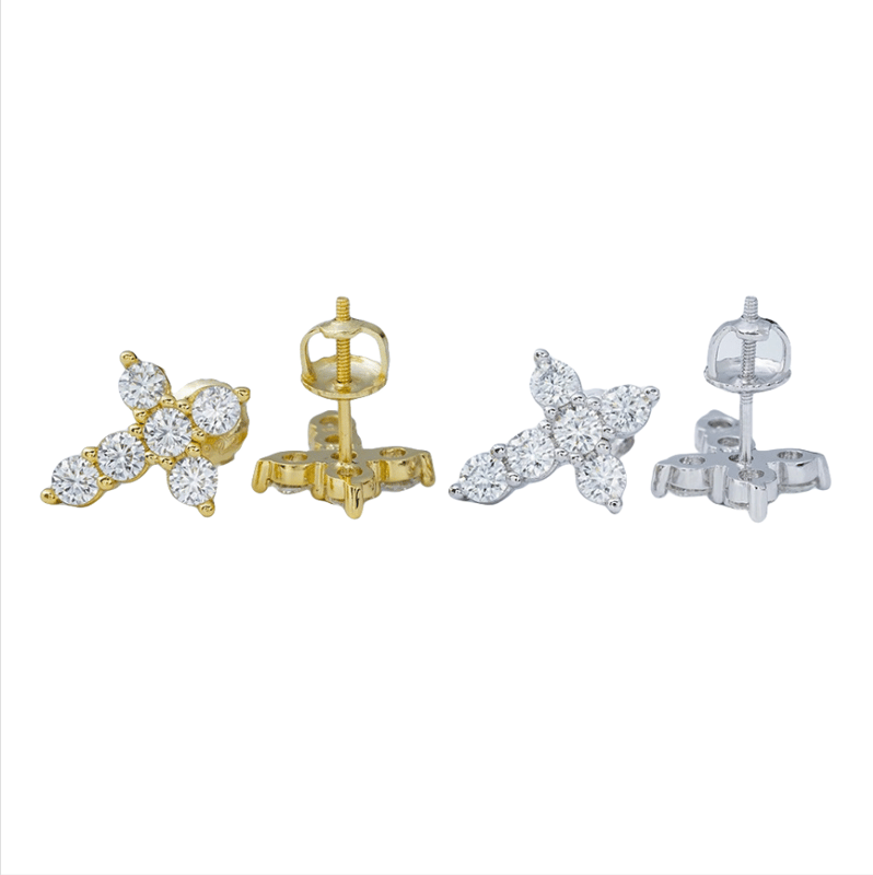 Hip Hop S925 silver-inlaid D-color 3MM Moissanite stud earrings, cross design