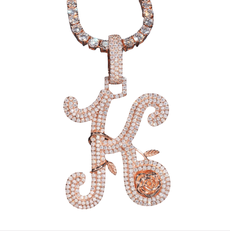 New S925 silver-set D-color Moissanite pendant, a street trend hip-hop letter accessory