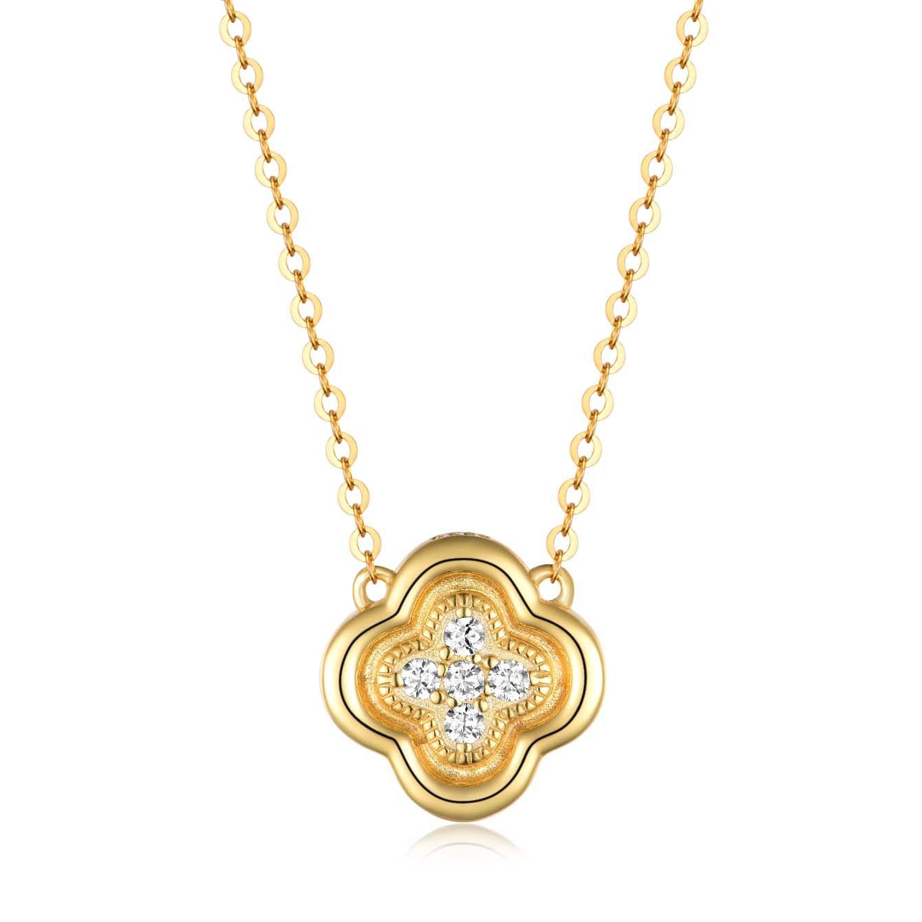 S925 silver four-leaf clover necklace Moissanite pendant collarbone chain