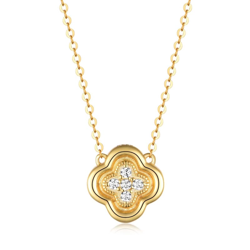 S925 silver four-leaf clover necklace Moissanite pendant collarbone chain