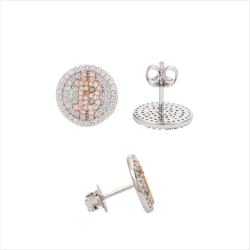 S925 silver moissanite bicolor stud earrings, a must-have accessory for hip-hop 