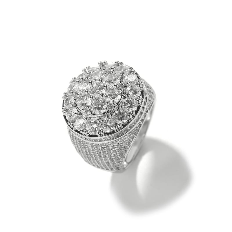 New personalized custom 925 silver ring, fashionable and light luxury flower diamond ring