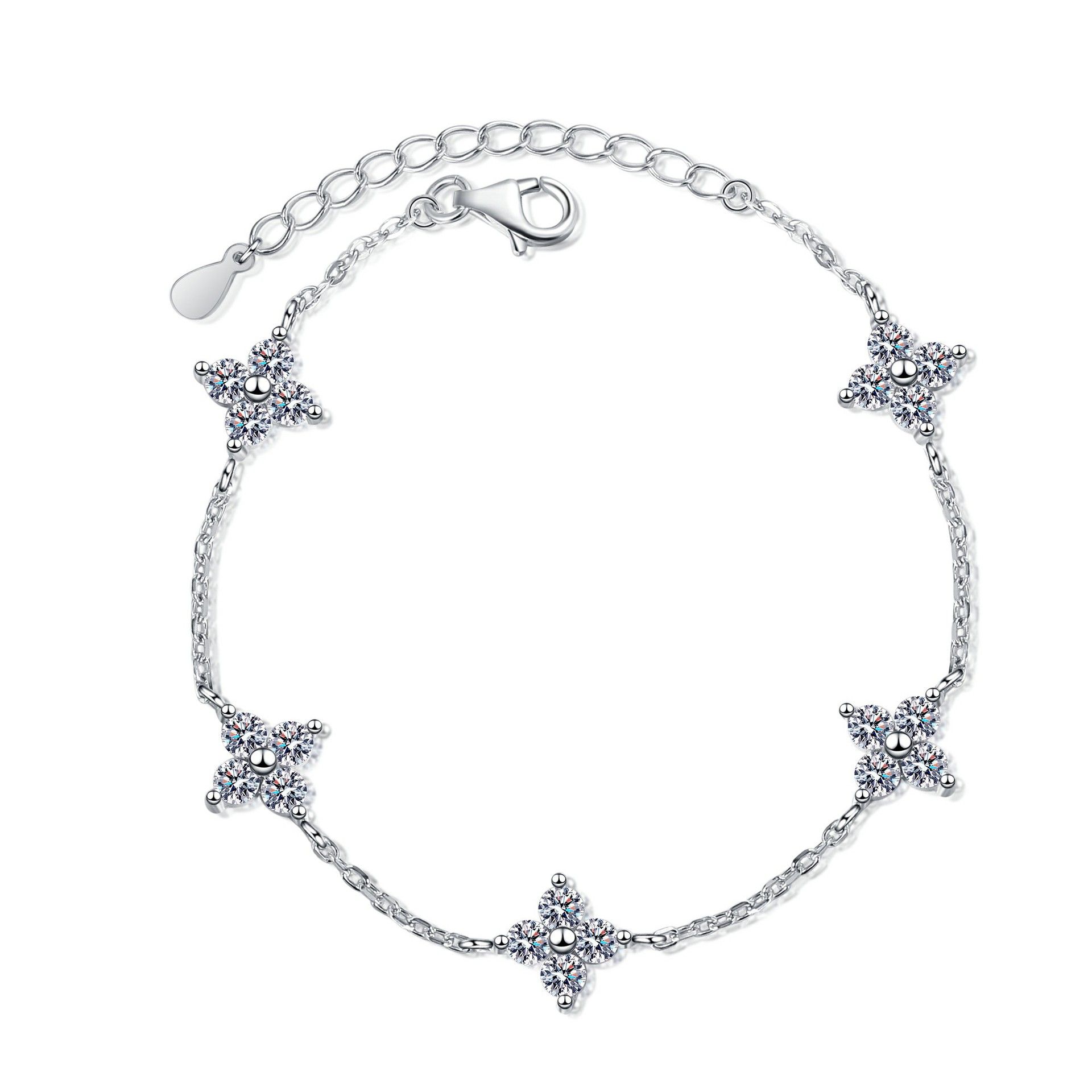 New S925 sterling silver bracelet, irregular-shaped starry River brilliant bracelet, light luxury irregular-shaped white Moissanite diamond bracelet