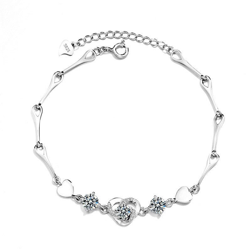 D Color Moissanite S925 Sterling Silver Heart-Shaped Bracelet