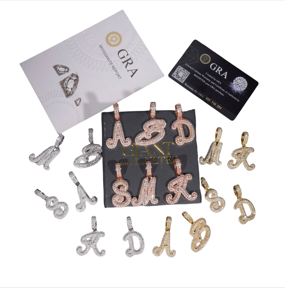 New personalized DIY letter hip-hop letter S925 silver inlaid D-color Moissanite trendy hip-hop men's and women's pendants