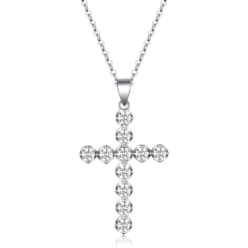 2.5mm Moissanite S925 silver cross necklace with round setting pendant for women