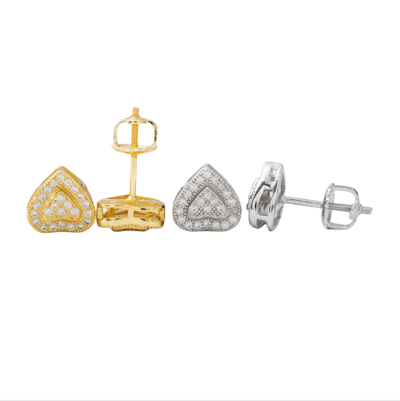 Silver Mossan VVS heart-shaped classic European and American men's and women's ear studs