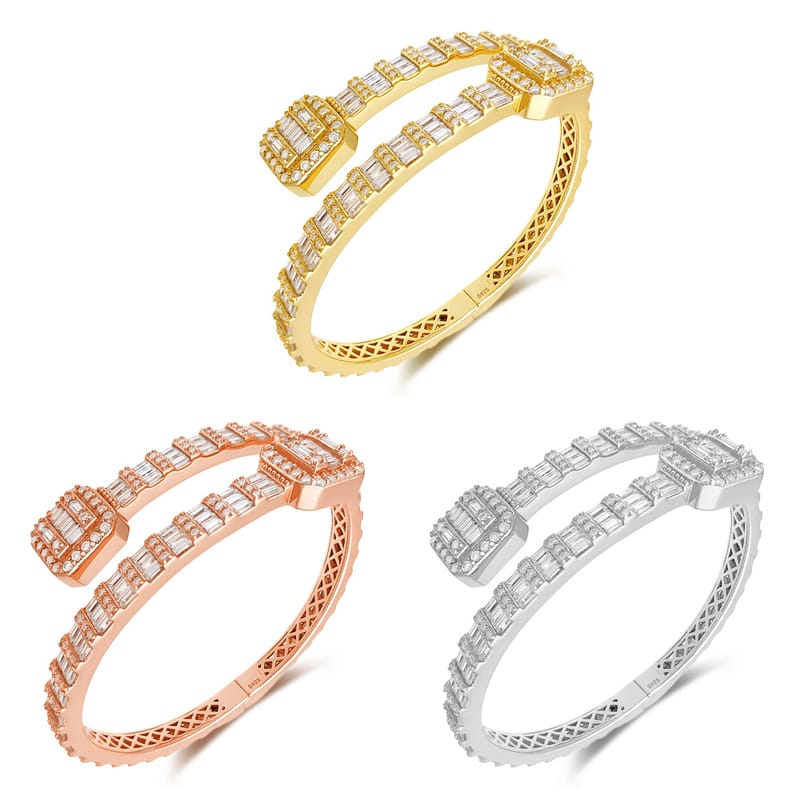  S925 Silver full set moissanite couple's square bracelet