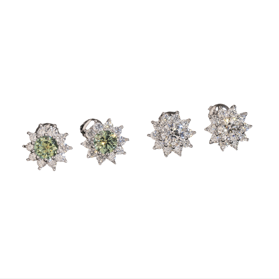 S925 Silver moissanite 0.5ct shining sunflower stud earrings