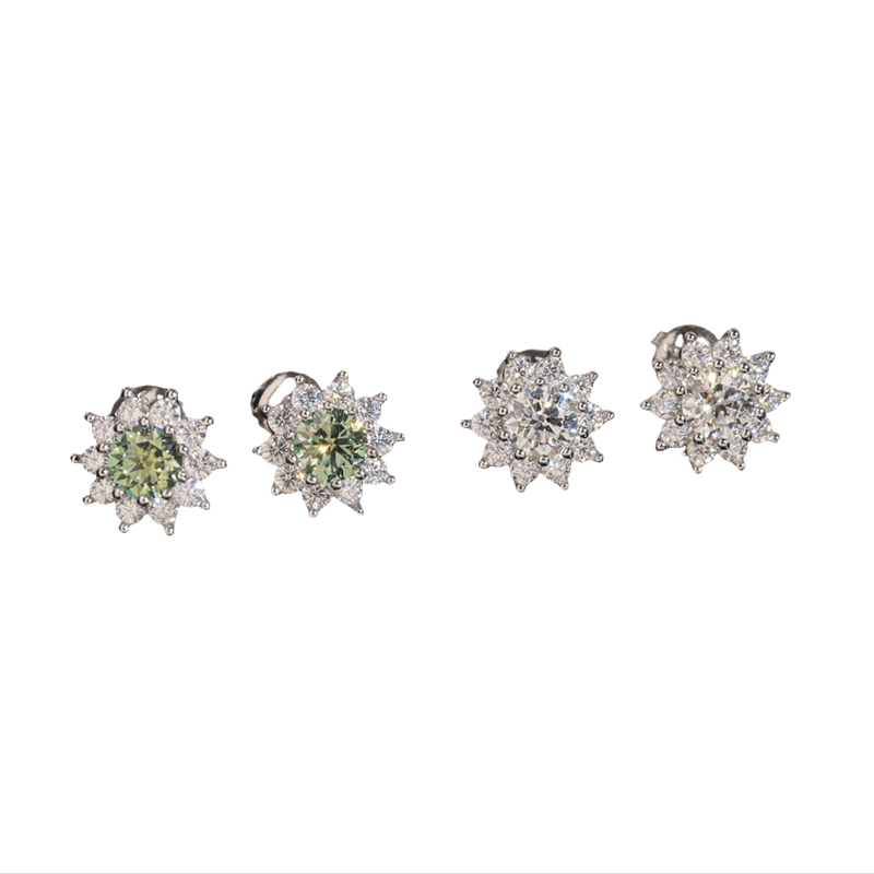 S925 Silver moissanite 0.5ct shining sunflower stud earrings