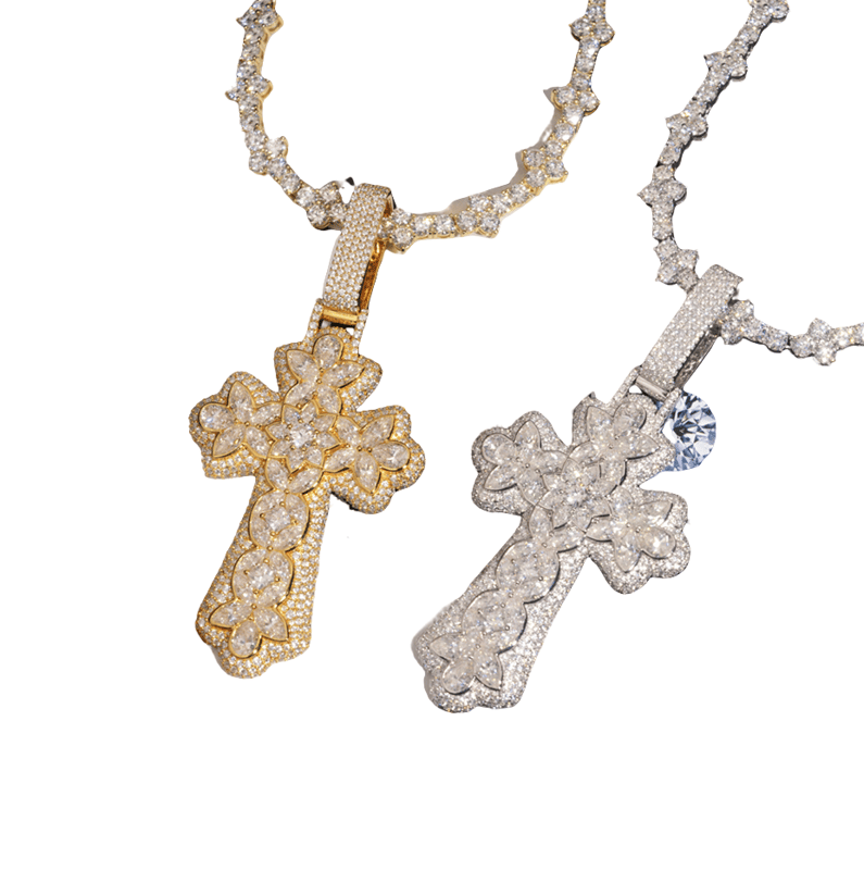 New 925 silver and D-color Moissanite cross personalized pendant