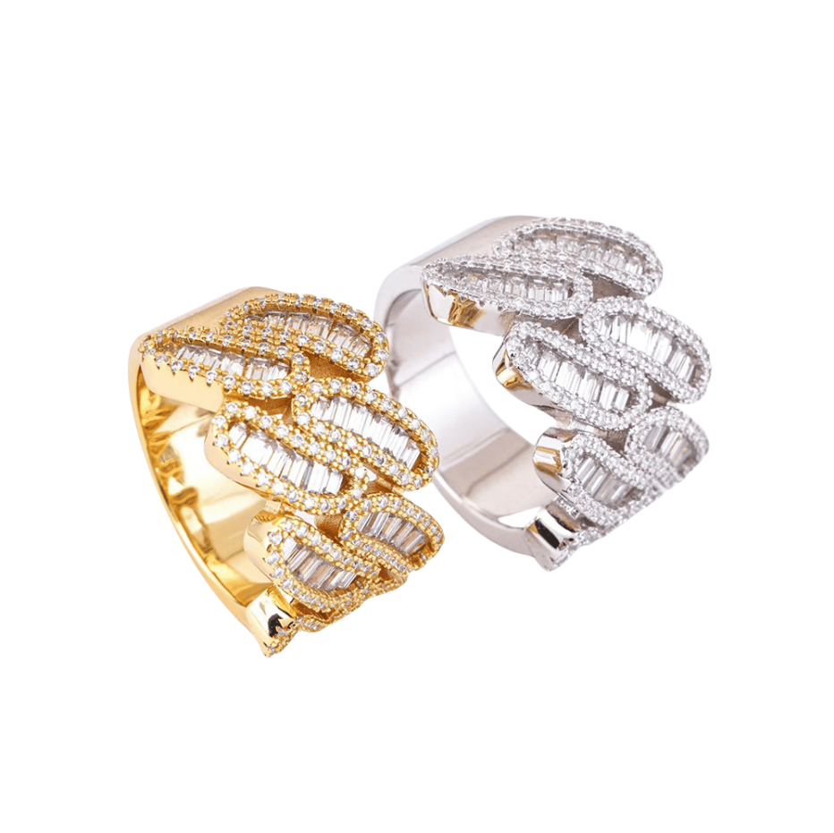 Fashionable hip-hop S925 silver set with D-color terraced Moissanite ring