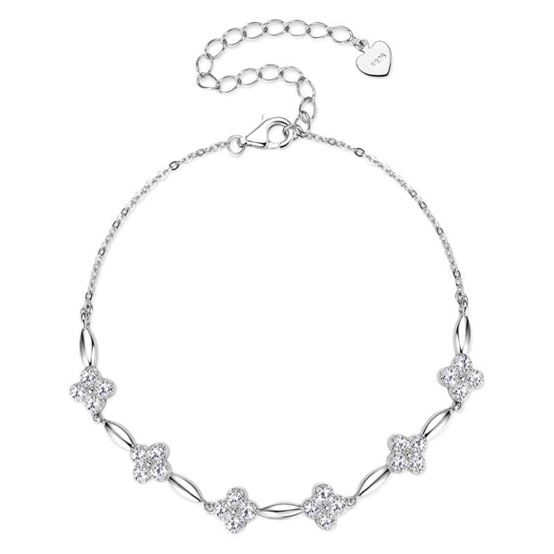 Elegant and refined moissanite bracelet for women, four-leaf clover bracelet, fashionable bandit jewelry, S925 silver bracelet