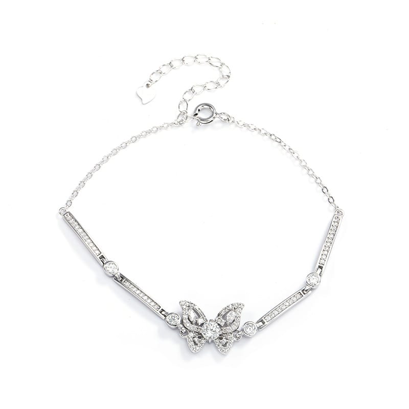 s925 Silver Moissanite Butterfly Language Art Bracelet, laboratory-cultivated diamond jewelry, neutral minimalist and light luxury design