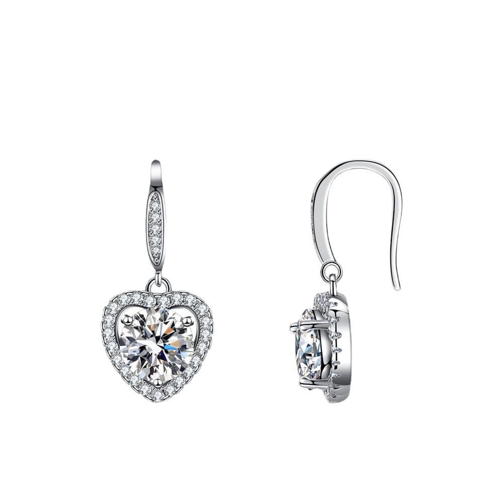 925 sterling silver heart-shaped earrings with ear buckles set with Moissanite earrings  Product Introduction