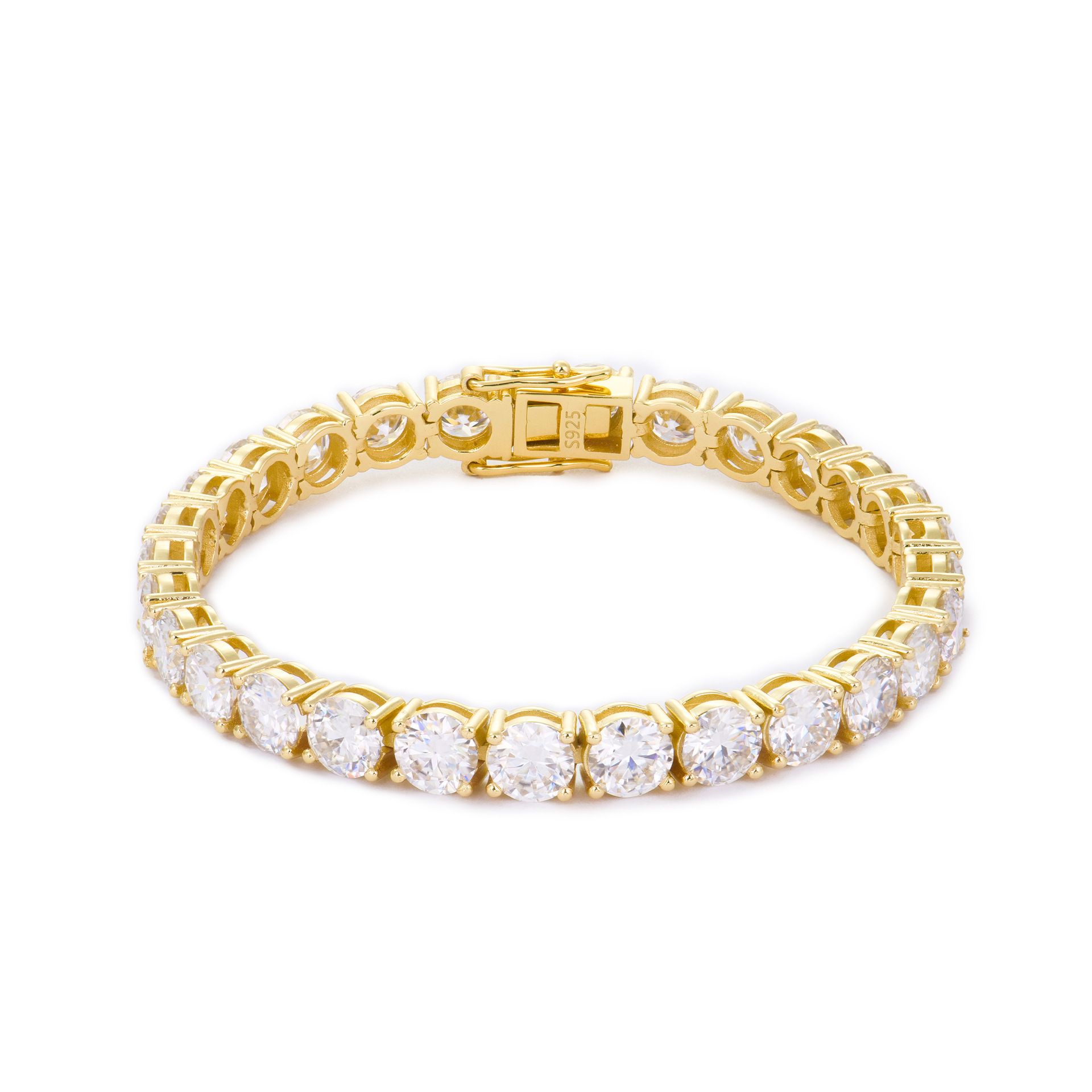 6mm large coarse-inlaid moissanite tennis bracelet, round and versatile for both men and women, fully inlaid