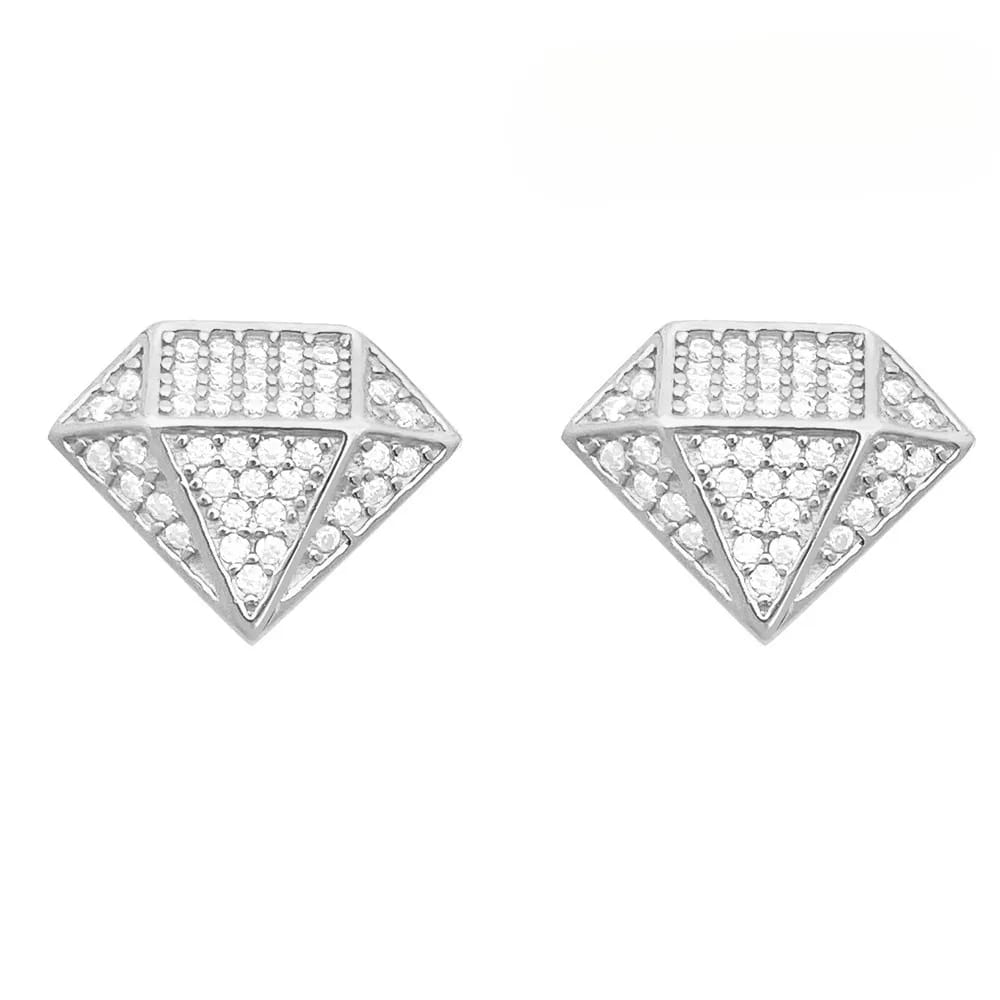 Light luxury hip-hop S925 silver-inlaid moissanite gemstone-shaped stud earrings