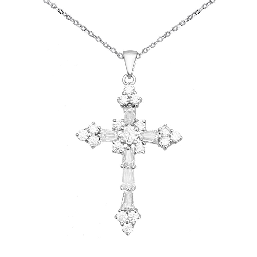 Cross S925 sterling silver necklace set with D-color moissanite, a niche light luxury pendant collarbone necklace